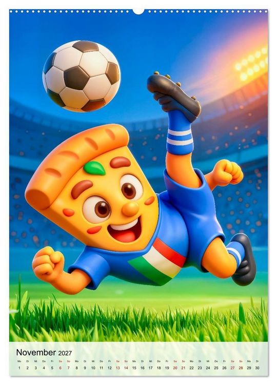 Produktbild: Food‑Fu&szlig;baller - Lustiger kulinarischer Fu&szlig;ballspa&szlig; (hochwertiger Premium Wandkalender 2027 DIN A2 hoch), Kunstdruck in Hochglanz