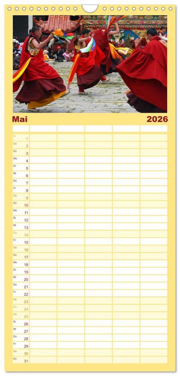 Produktbild: Familienplaner 2026 - Tibet bewegt mit 5 Spalten (Wandkalender, 21 x 45 cm) CALVENDO