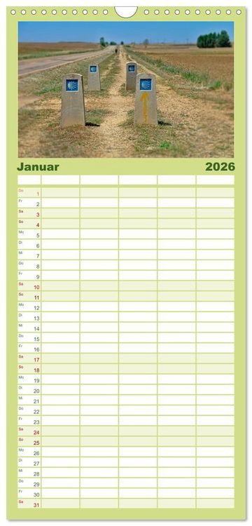 Produktbild: Familienplaner 2026 - Jakobsweg - pilgern auf dem Camino de Santiago mit 5 Spalten (Wandkalender, 21 x 45 cm) CALVENDO