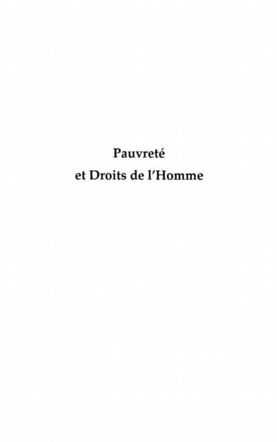Produktbild: Pauvrete et droits de l'homme