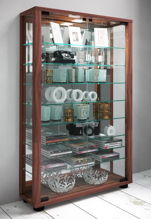 Produktbild: Glas Stand Vitrine Sammelvitrine Lumo Mini Spiegel