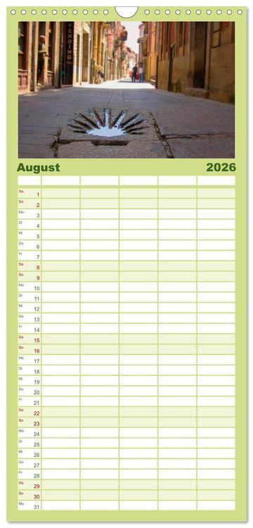 Produktbild: Familienplaner 2026 - Jakobsweg - pilgern auf dem Camino de Santiago mit 5 Spalten (Wandkalender, 21 x 45 cm) CALVENDO