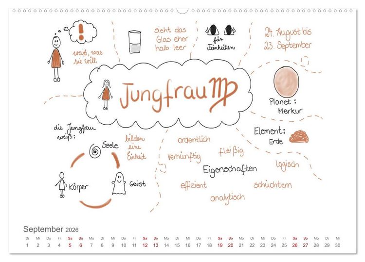 Produktbild: Sternzeichen-Kalender (hochwertiger Premium Wandkalender 2026 DIN A2 quer), Kunstdruck in Hochglanz