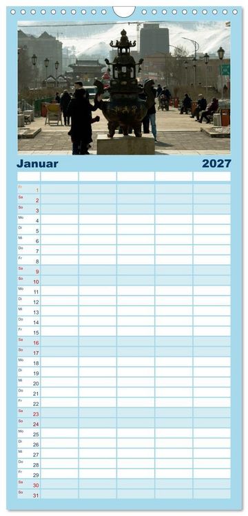 Produktbild: Familienplaner 2027 - UB, Ulan Bator, Ulaanbaatar mit 5 Spalten (Wandkalender, 21 x 45 cm) CALVENDO