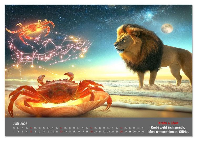 Produktbild: Sternzeichen im Einklang - Aszendent im Jahreshoroskop (Wandkalender 2026 DIN A3 quer), CALVENDO Monatskalender