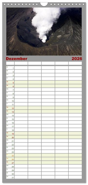 Produktbild: Familienplaner 2026 - Vulkane - Beeindruckende Feuerberge mit 5 Spalten (Wandkalender, 21 x 45 cm) CALVENDO