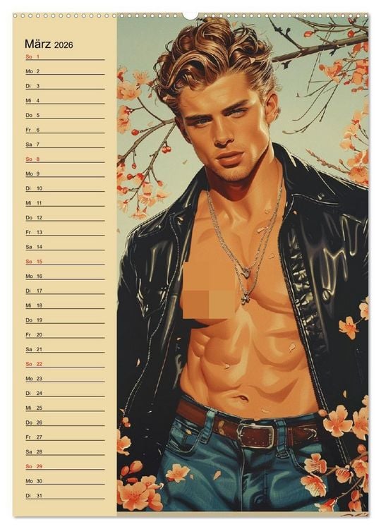 Produktbild: Verwegene Jungs. Pin-up-M&auml;nner im Stil der 50er Jahre (hochwertiger Premium Wandkalender 2026 DIN A2 hoch), Kunstdruck in Hochglanz