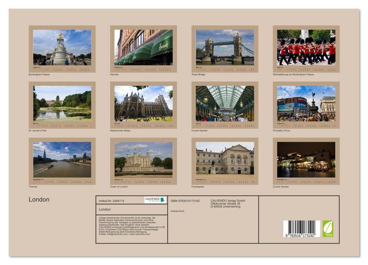 Produktbild: London (Wandkalender 2026 DIN A3 quer), CALVENDO Monatskalender