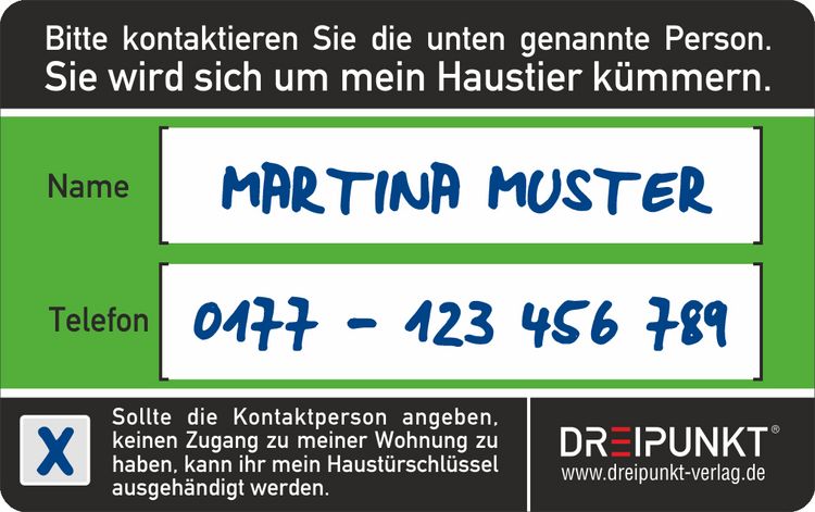Produktbild: Notfallkarte 'Haustier'