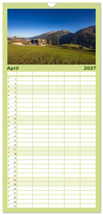 Produktbild: Familienplaner 2027 - Bergbauernh&ouml;fe im Ultental mit 5 Spalten (Wandkalender, 21 x 45 cm) CALVENDO