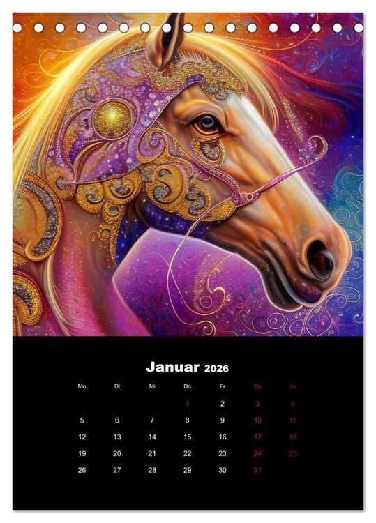 Produktbild: Pferde im goldenen Kleid (Tischkalender 2026 DIN A5 hoch), CALVENDO Monatskalender