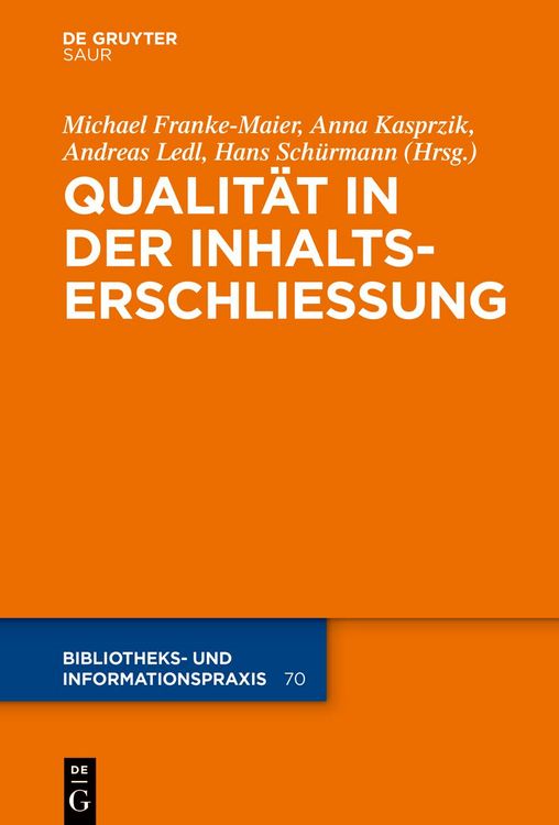 Produktbild: Qualit&auml;t in der Inhaltserschlie&szlig;ung