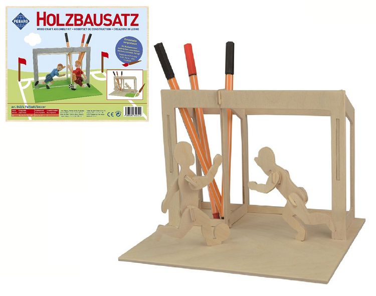 Produktbild: PEBARO 840/4 - Holzbausatz Stiftehalter Fu&szlig;ball, 22-teilig, Holzkonstruktion zum Zusammenstecken
