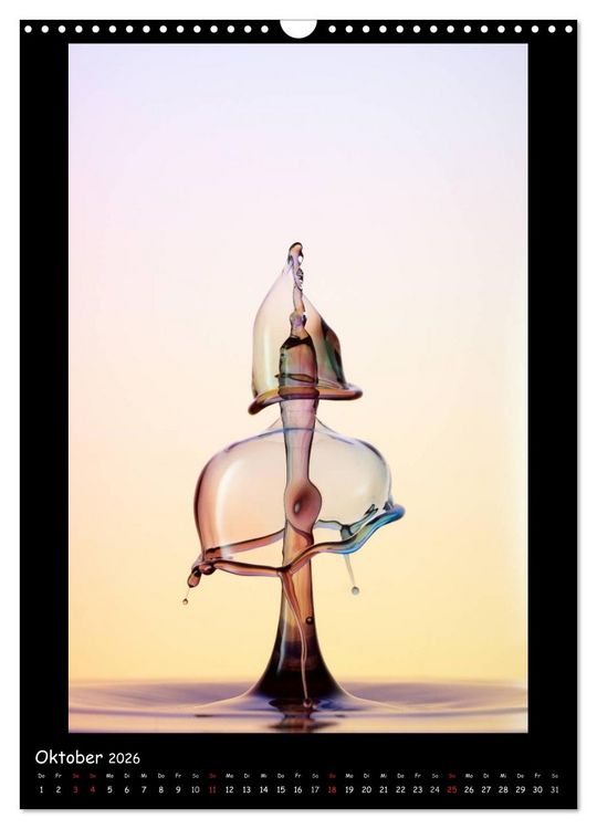 Produktbild: Au&szlig;ergew&ouml;hnliche Kunst - Wasser Tropfenfotografie (Wandkalender 2026 DIN A3 hoch), CALVENDO Monatskalender