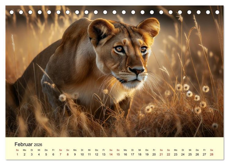Produktbild: Majest&auml;tische L&ouml;wen - Die Herrscher der Wildnis (Tischkalender 2026 DIN A5 quer), CALVENDO Monatskalender