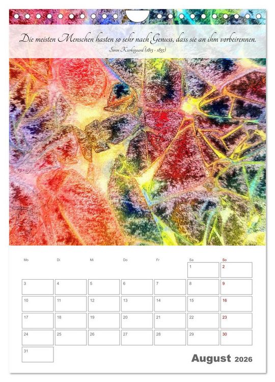 Produktbild: Farben der Achtsamkeit - Farbenreiche Aquarell-Tr&auml;ume mit Zitaten zur inneren Ruhe (Wandkalender 2026 DIN A4 hoch), CALVENDO Monatskalender