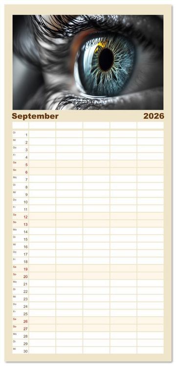 Produktbild: Familienplaner 2026 - Iris Kunstkalender - Die faszinierende Welt der magischen Augen mit 5 Spalten (Wandkalender, 21 x 45 cm) CALVENDO