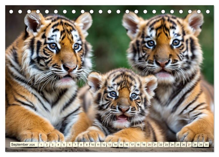 Produktbild: Tiger ganz nah (Tischkalender 2026 DIN A5 quer), CALVENDO Monatskalender