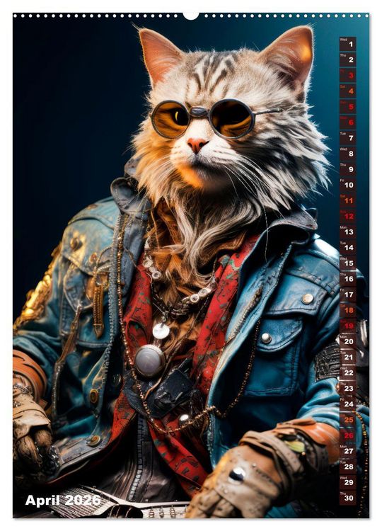 Produktbild: Stylish cats (High Quality Premium Wall Calendar 2026 DIN A2 portrait),CALVENDO 12 Month Wall Calendar