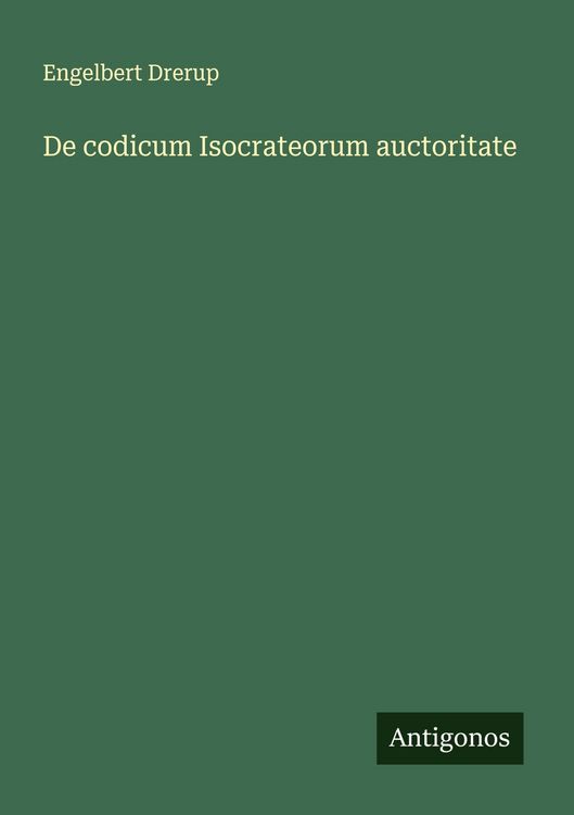 Produktbild: De codicum Isocrateorum auctoritate