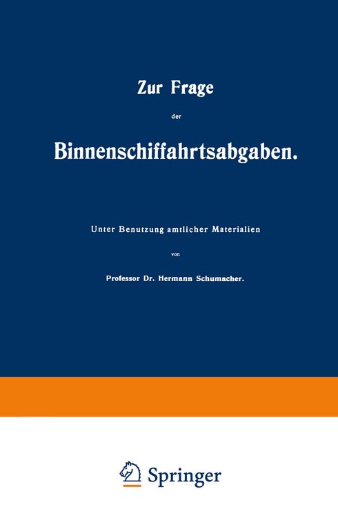 Produktbild: Zur Frage der Binnenschiffahrtsabgaben