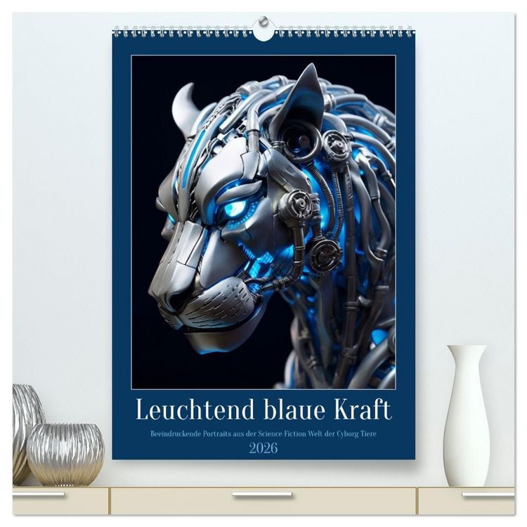 Produktbild: Leuchtend blaue Kraft (hochwertiger Premium Wandkalender 2026 DIN A2 hoch), Kunstdruck in Hochglanz
