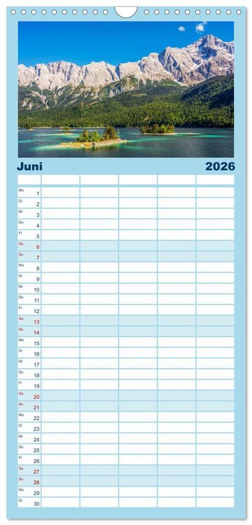 Produktbild: Familienplaner 2026 - Naturparadies Zugspitzarena mit 5 Spalten (Wandkalender, 21 x 45 cm) CALVENDO