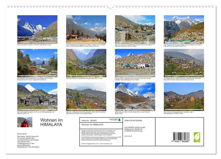 Produktbild: Wohnen im HIMALAYA (hochwertiger Premium Wandkalender 2026 DIN A2 quer), Kunstdruck in Hochglanz