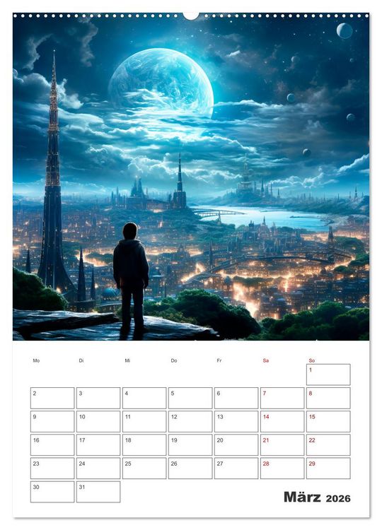 Produktbild: FERNE WELTEN Cooler Terminplaner (hochwertiger Premium Wandkalender 2026 DIN A2 hoch), Kunstdruck in Hochglanz