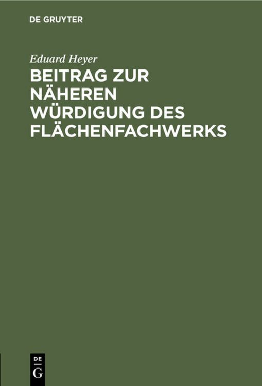 Produktbild: Beitrag zur n&auml;heren W&uuml;rdigung des Fl&auml;chenfachwerks