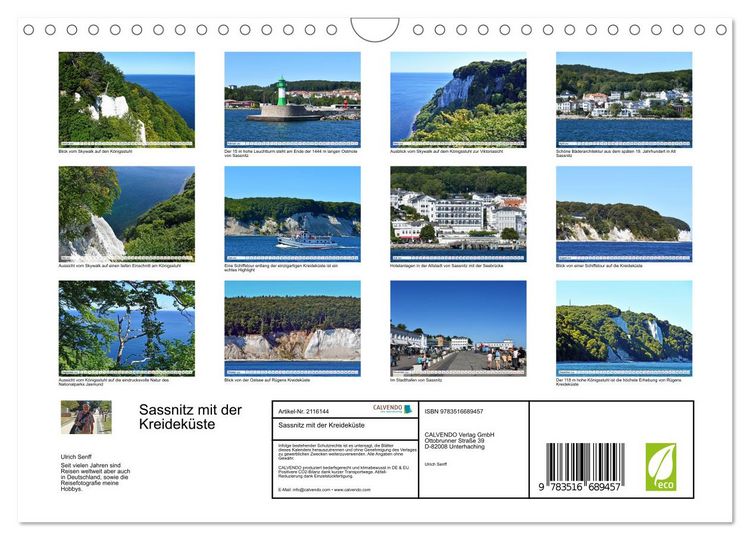 Produktbild: Sassnitz mit der Kreidek&uuml;ste (Wandkalender 2026 DIN A4 quer), CALVENDO Monatskalender
