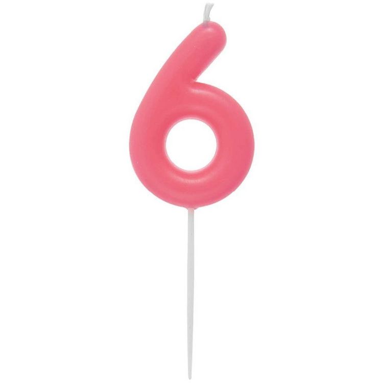 Produktbild: Zahlenkerze 6, Neon Pink