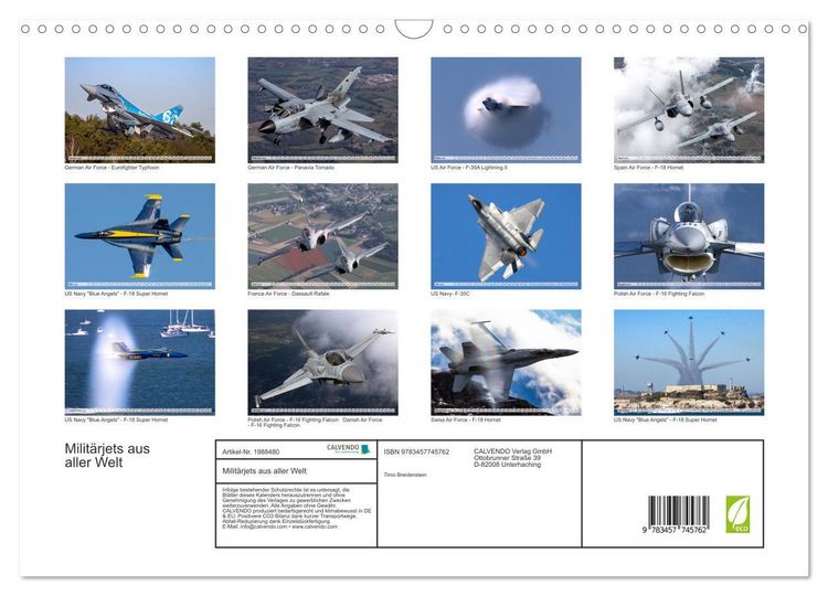 Produktbild: Milit&auml;rjets aus aller Welt (Wandkalender 2026 DIN A3 quer), CALVENDO Monatskalender