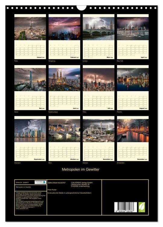 Produktbild: Metropolen im Gewitter (Wandkalender 2026 DIN A3 hoch), CALVENDO Monatskalender