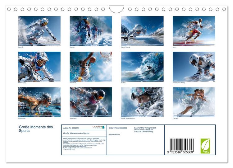 Produktbild: Gro&szlig;e Momente des Sports (Wandkalender 2026 DIN A4 quer), CALVENDO Monatskalender