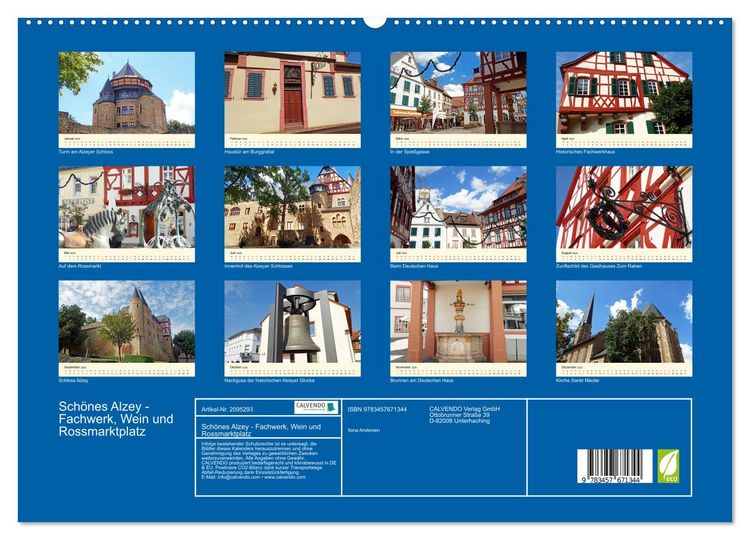 Produktbild: Sch&ouml;nes Alzey - Fachwerk, Wein und Rossmarktplatz (hochwertiger Premium Wandkalender 2026 DIN A2 quer), Kunstdruck in Hochglanz