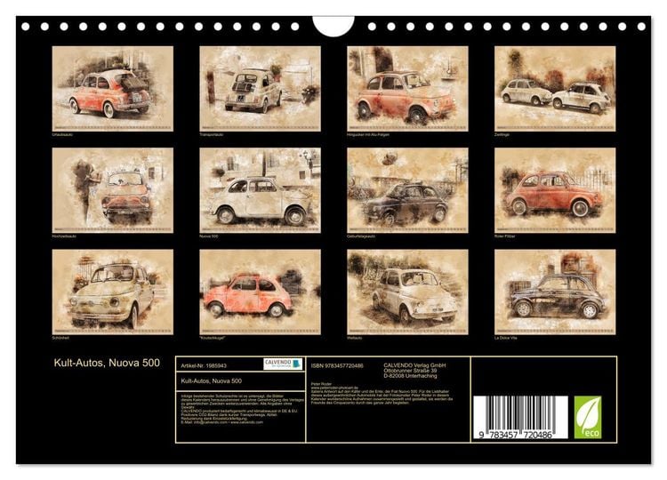 Produktbild: Kult-Autos, Nuova 500 (Wandkalender 2026 DIN A4 quer), CALVENDO Monatskalender