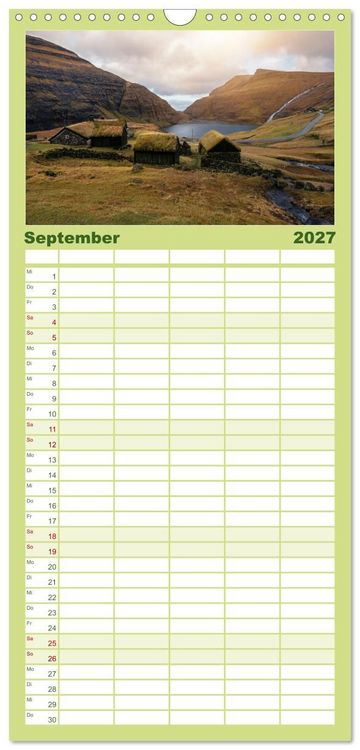 Produktbild: Familienplaner 2027 - F&Auml;R&Ouml;ER INSELN - Herbstlichter mit 5 Spalten (Wandkalender, 21 x 45 cm) CALVENDO