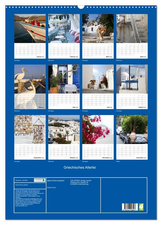 Produktbild: Griechisches Allerlei (Wandkalender 2026 DIN A2 hoch), CALVENDO Monatskalender