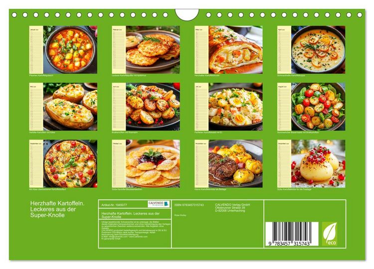 Produktbild: Herzhafte Kartoffeln. Leckeres aus der Super-Knolle (Wandkalender 2026 DIN A4 quer), CALVENDO Monatskalender