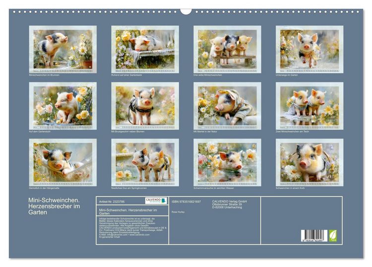 Produktbild: Mini-Schweinchen. Herzensbrecher im Garten (Wandkalender 2027 DIN A2 quer), CALVENDO Monatskalender
