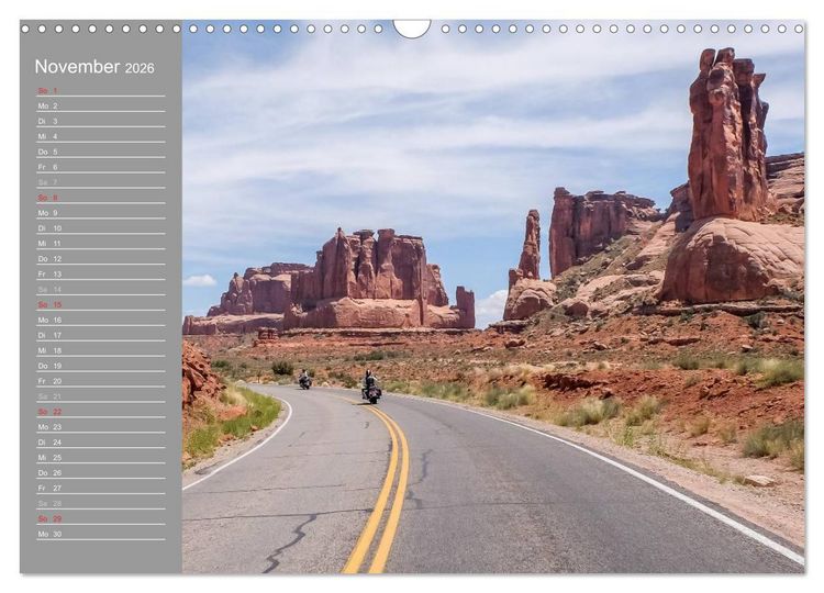 Produktbild: Biker Paradies - Die Canyons der USA (Wandkalender 2026 DIN A3 quer), CALVENDO Monatskalender
