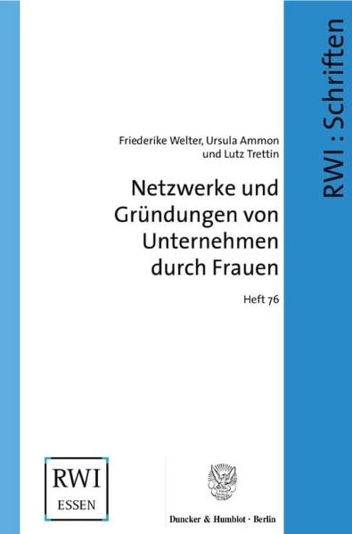 Produktbild: Netzwerke und Gründungen von Unternehmen durch Frauen.