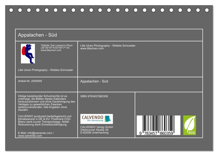 Produktbild: Appalachen - S&uuml;d (Tischkalender 2026 DIN A5 quer), CALVENDO Monatskalender