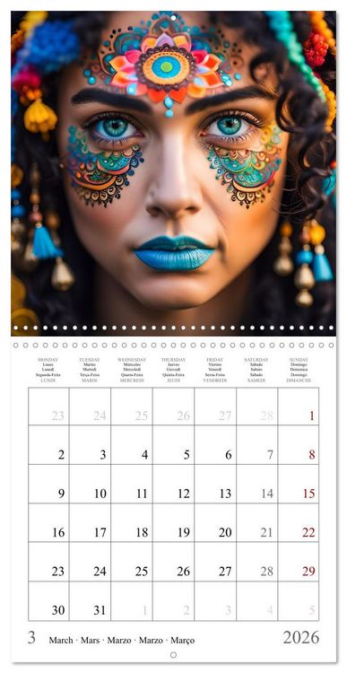 Produktbild: Facial colours - Artistic AI portraits (Wall Calendar 2026 12 &times; 12 Inch) CALVENDO 12 Month Wall Calendar