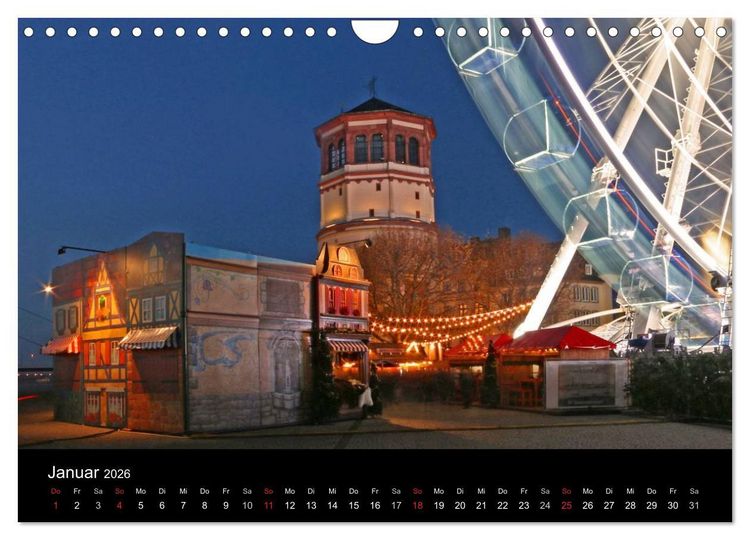 Produktbild: D&uuml;sseldorf Abendstimmungen und Nachtansichten (Wandkalender 2026 DIN A4 quer), CALVENDO Monatskalender