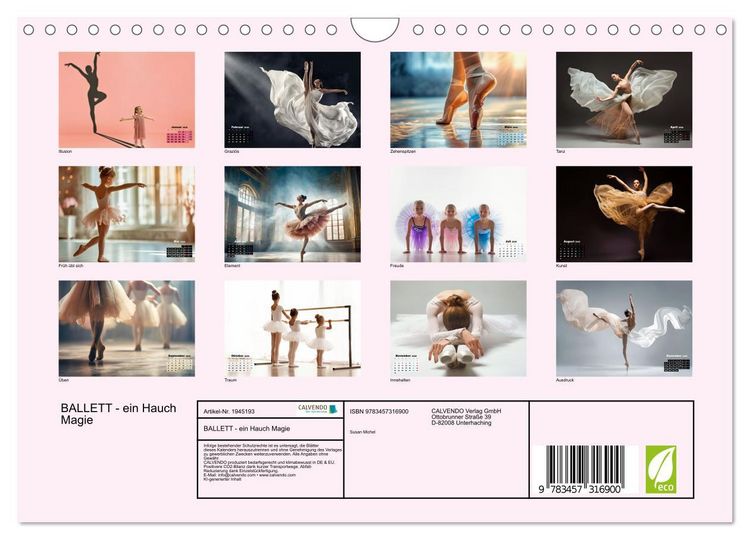 Produktbild: BALLETT - ein Hauch Magie (Wandkalender 2026 DIN A4 quer), CALVENDO Monatskalender