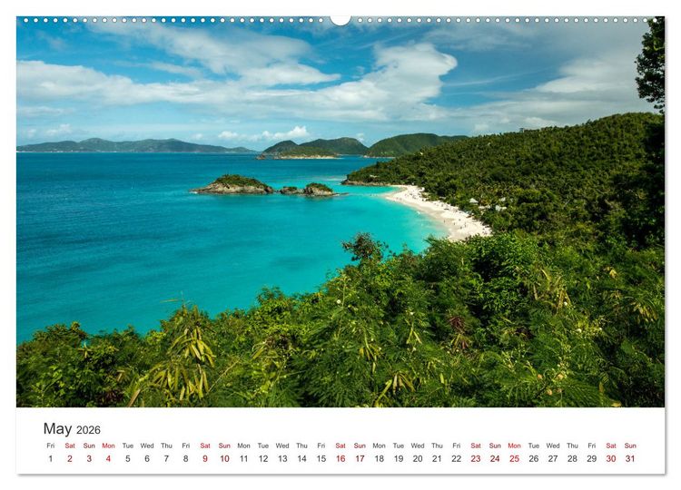 Produktbild: Caribbean beaches and the shades of blue (High Quality Premium Wall Calendar 2026 DIN A2 landscape),CALVENDO 12 Month Wall Calendar