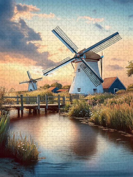 Produktbild: CALVENDO Puzzle Nachbar-M&uuml;hlen | 1000 Teile Lege-Gr&ouml;&szlig;e 64x48cm Foto-Puzzle f&uuml;r gl&uuml;ckliche Stunden