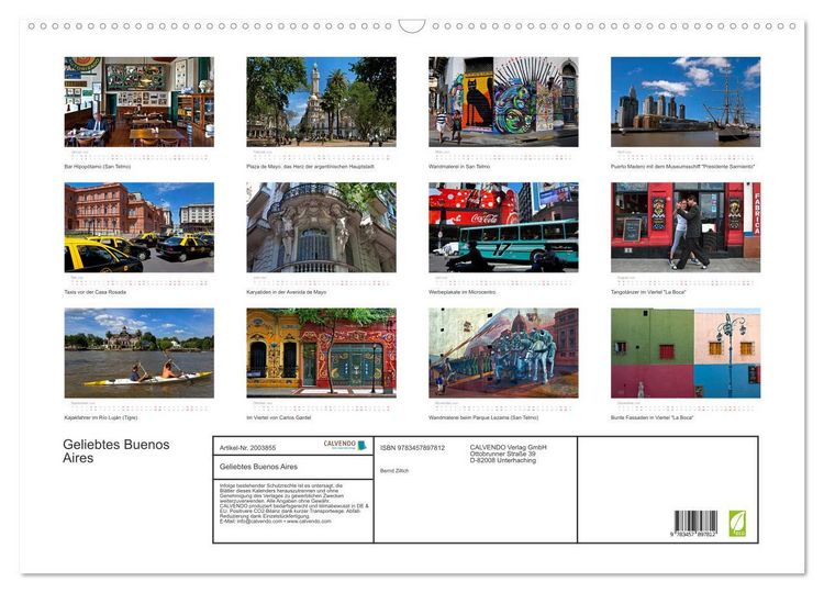 Produktbild: Geliebtes Buenos Aires (Wandkalender 2026 DIN A2 quer), CALVENDO Monatskalender